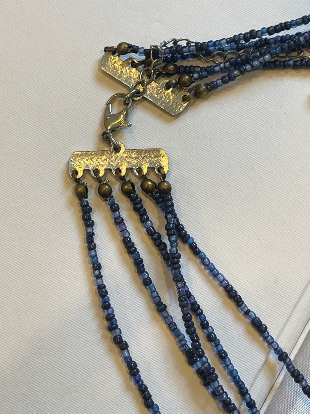 Artisan Multi-Strand Navy Blue Beaded Necklace - Picture 3 of 4